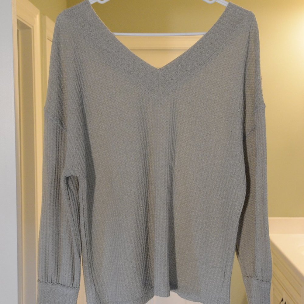 Greenish Beige Off-The-Shoulder Sweater